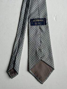 Paul Salgo for Sefridges grey,pink dotted all Silk Tie made in Italy 🇮🇹